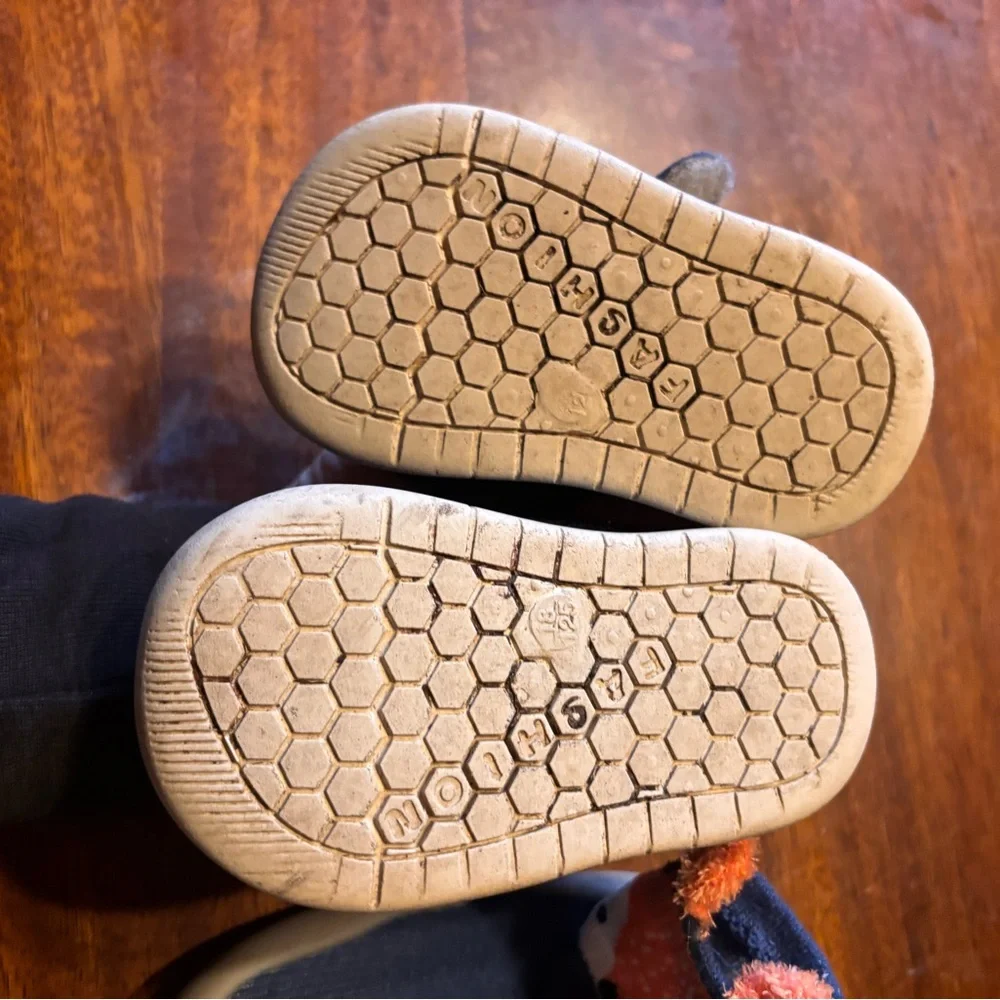 5/$25 Navy Mesh Baby Walker Shoes - Slip-On Sock Shoes with Fox Design